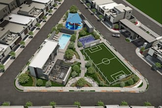 redesign 3d landscape masterplan, clubhouses, real estate, site planning layout