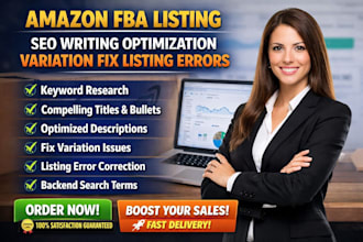 do amazon fba listing SEO writing optimization variation fix listing errors