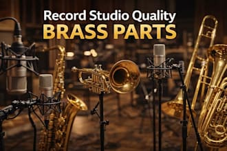 compose and record studio quality brass parts with trumpet, sax, trombone, horn
