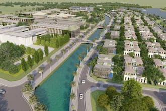 3d master planned ommunit,residential estate,mix used development,cgi landscape