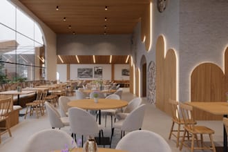 redesign gazebo restaurant,commercial kitchen,cafe interior,3d layout,bar render