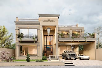 3d neo classic villa construction, luxury home exterior, revit  building model