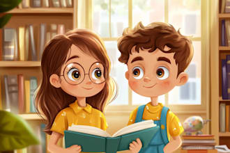 do children story book illustration and children book cover