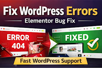 fix wordpress bugs, errors, or elementor issues