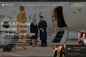 design private jet charter or aviation company website