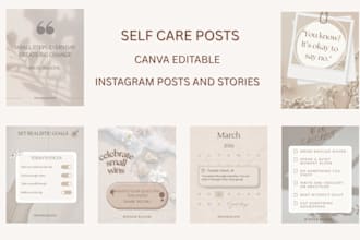 design calm aesthetic selfcare and wellness social media posts