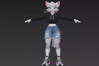 create furry 3d model, vrc character, vrchat avatar, anime avatar, nsfw,humanoid