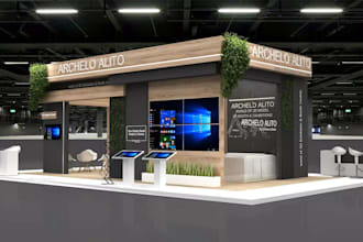 design 3d exhibition stand, kiosk design with 3d rendering design