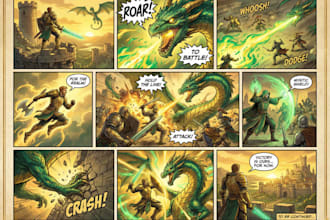 create custom comic panel, comic strip illustration with sequential art layout