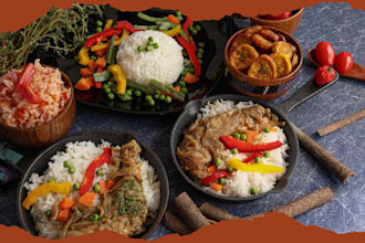 design eye catching fried rice food  poster and banner