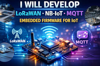 develop lorawan, nb iot and mqtt embedded firmware for iot devices
