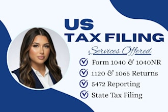 prepare and file 1040, 1120, 1065, 5472, 1040nr and state taxes as CPA