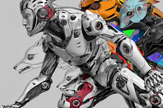 create a fascinating robot or cyborg character