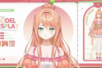 draw high quality 2d vtuber moodel, live2d design, streaming avatar, 3d v tuber
