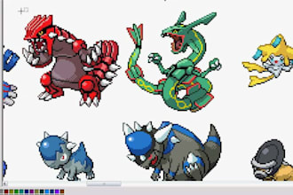 create custom pokemon style pixel sprite sheets, battle sprites and animation