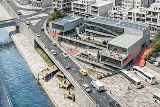 redesign3d school institutional building,public space design,skp model rendering