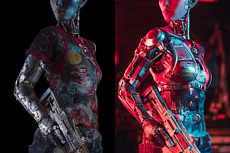 transform your photo into cyberpunk realistic robot cyborg