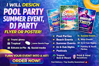 craft vibrant pool party posters summer event graphics dj and nightclub visual