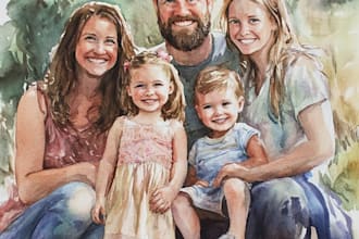amazing family portrait watercolor portrait