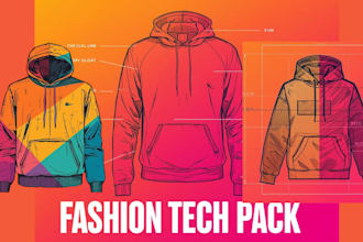 design fashion tech pack technical flat sketch spec sheet illustrator