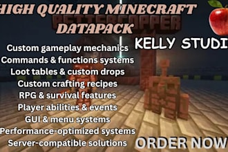 develop minecraft datapack with commands for server, smp, rpg and survival