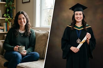 design a professional graduation photo for missed convocation