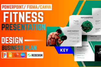 fitness presentation medical, health nutrition fitness slides pitch deck design
