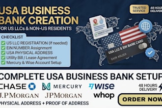 create USA bank for US llc owner, proof of address for US business bank creation