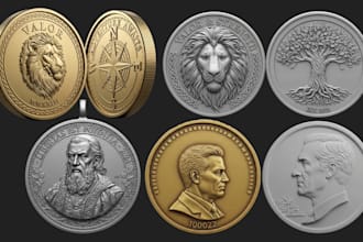 sculpt 3d bas relief, 3d coin model, custom medallion, cnc model for 3d printing
