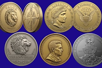 sculpt custom 3d coin, bas relief, medallion, challenge coin stl for 3d printing