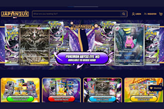 design trading card shopify store, pokémon cards, sports cards, collectibles