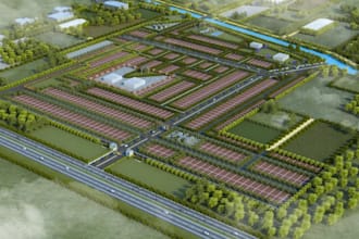 3d residential township, urban zoning layout, cityscape render,community housing