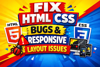 fix HTML CSS bugs and responsive website issues