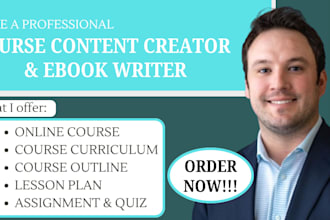 create online course content, course curriculum, ebook writing, workbook design