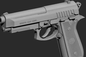 make 3d game assets, weapons and props with textures