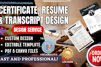 design, edit, redesign, resume, transcript, certificate, logo, letterhead design