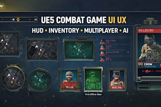 develop ue5 combat game UI UX hud menu inventory weapons shooting ai multiplayer