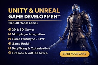 create 2d 3d mobile game development in unity or unreal engine, android ios game