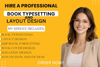 do book layout design, KDP book formatting and book typesetting