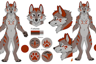 draw furry fursona, anime oc, reference sheet sfw nsfw art commission