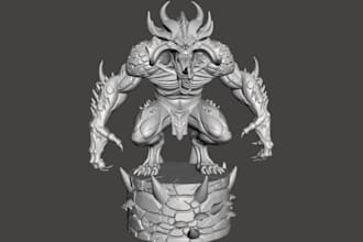 create 3d highly detailed creature,3d printable horror creature for tabletop rpg