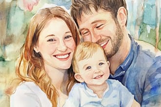 make watercolor family portrait