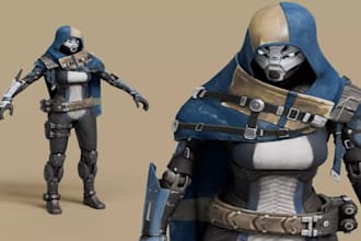 cyberpunk character 3d model rigged for game, film, animation, blender, maya, ue