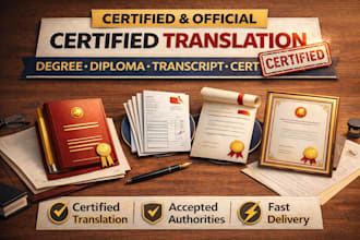 provide certified translation for degree, diploma, transcript or certificate