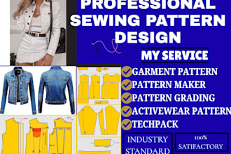 do sewing pattern design for clothing brand in PDF a0 a4 manufacture instruction