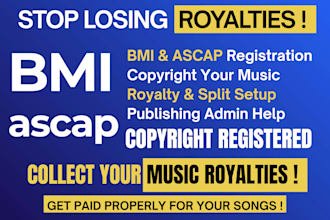 register song bmi ascap copyright iswc ipi royalty split setup helper publishing