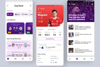 build a full fantasy sport app and sportybet app livescores web, tournament app