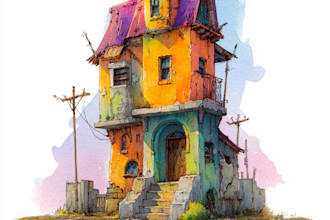 draw house illustration building watercolor house portrait