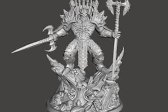 sculpt 3d armor knight character,fantasy character,statues for 3d printing