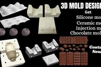 3d mold for silicone mold, chocolate, injection and ceramic molds for printing
